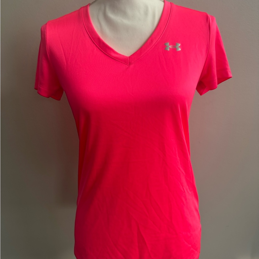 Under Armour Women's Bright Pink V-Neck Tee